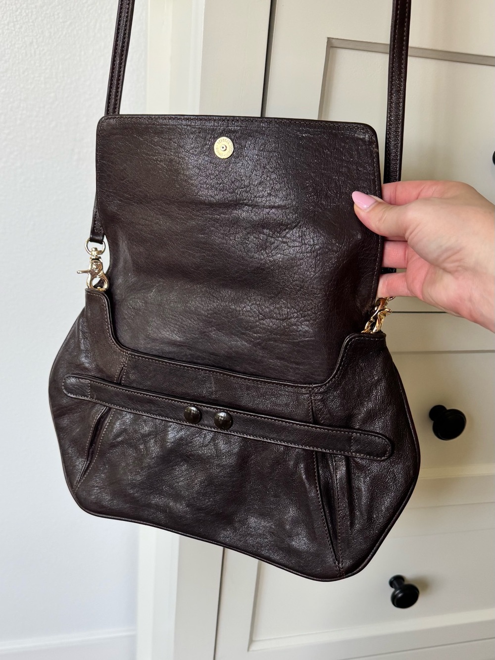 Rebecca Minkoff Vintage Leather Flap Crossbody Shoulder Bag in Dark Brown